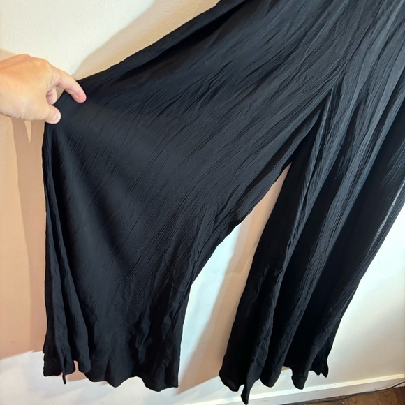 1 STATE Sz L Jumpsuit 100% Rayon Slub Embroidery Gipsy Night Rich Black NEW - Picture 3 of 12